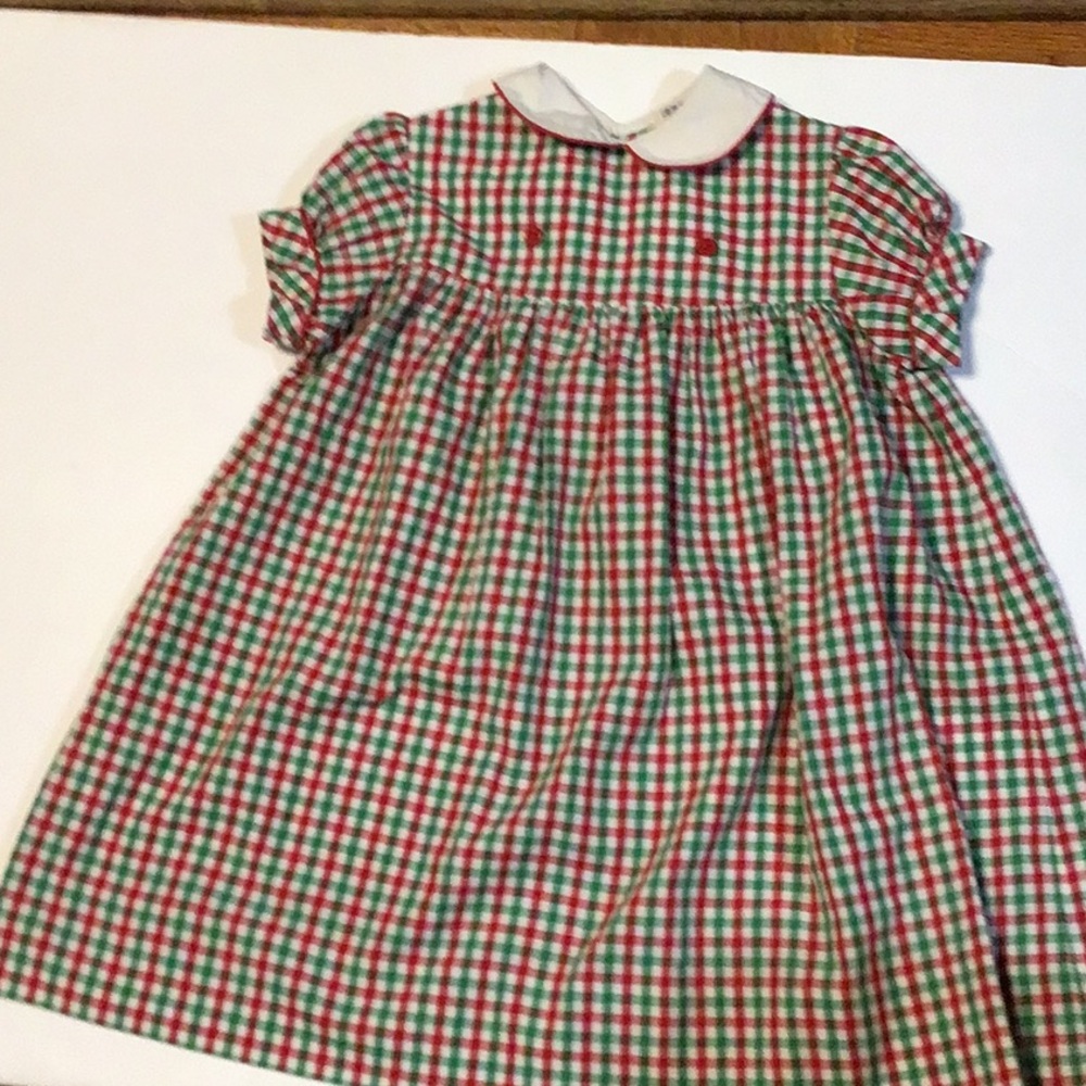 ORIENT EXPRESSED Dress Red White Green Check christmas  dress size 12 months